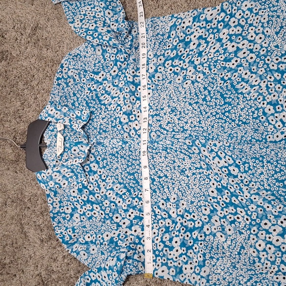 Caffe Marrahesh chiffon quarter pullover tunic shirt ¾ sleeve - L - blue - Picture 9 of 10